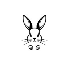 Vectorized Line Art Bunny: A monochrome illustration, simple minimalist aesthetic.