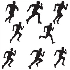 SET VECTOR VARIOUS RUN, RUNNER, RUNNING SILHOUETTES