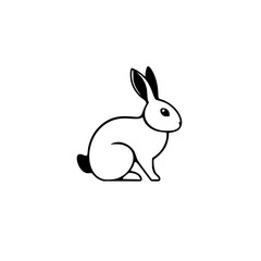Rabbit in a minimalist style, outlined in black with white background.