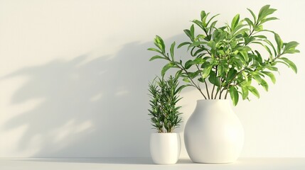 Obraz premium Habitación minimalista con paredes y muros lisos, iluminación escénica vacía y luz exterior, todo en tonos claros y blancos, concepto abstracto de interiores