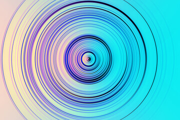 Abstract radial motion blur in neon blue, yellow and lilac tones . Colorful concentric circles in the form of a whirl background texture, radial blur, abstract twist, funnelfor label, textiles 
