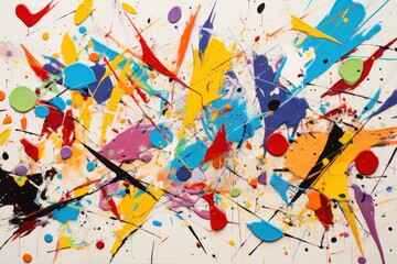 Naklejka premium Vivid abstract art colorful splash of paint on white canvas, splattered, dynamic background, for creative design