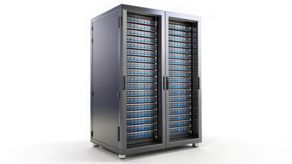 Server Rack on White Background