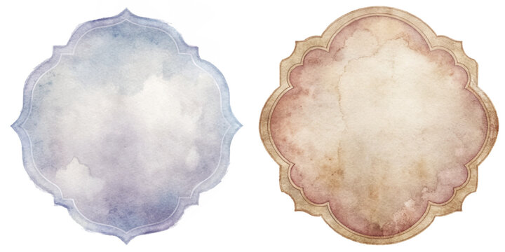 Soft watercolor backgrounds, vintage style, decorative shapes, perfect for invitations, branding, or artistic projects.