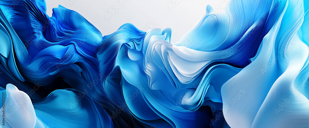 Poster dynamic abstract blue wave textures with fluid motion, showcasing modern digital design, smooth curv
