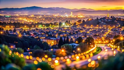 San Ramon CA Search Bar Bokeh Background Stock Photo - Blurred Cityscape at Night