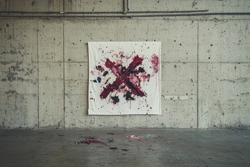 A city wall billboard showcases a mockup of white store front signage