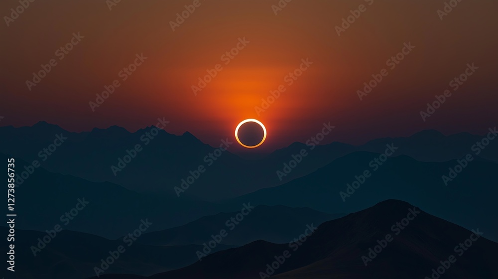 Aufkleber a perfect, symmetrical eclipse with sharp contrasts.