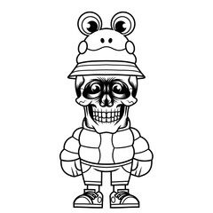 Mascot character design cartoon frog hat outline