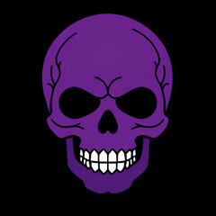 Fototapeta premium A striking image of a deep purple skull, detailed and intense, set against a stark black backdrop.