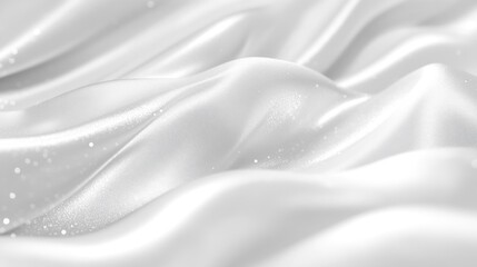 Obraz premium Elegant white silk fabric texture, soft folds, subtle shimmer, background blur, ideal for fashion or beauty