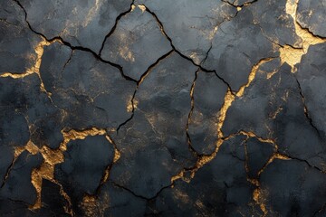 Cracked black surface revealing golden texture underneath