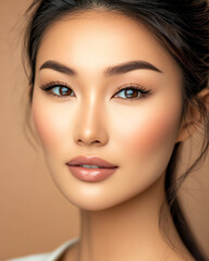 Fototapeta premium Close-up portrait of a beautiful young woman with flawless skin.