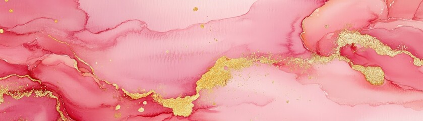 Obraz premium Rose pink watercolor with delicate gold speckles, modern artistic luxury