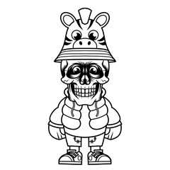 Mascot character design cartoon zebra outline