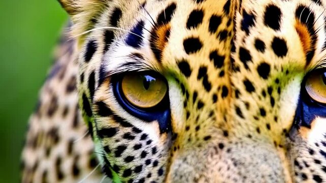 Leopard Fierce Leopard with Flames on Its Back green screen background A leopard with striking blue eyes peering through a cute leopard animal in the jungle, scary, Leopard walking in the jungle, foot