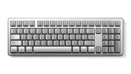 Silver Keyboard on White Background