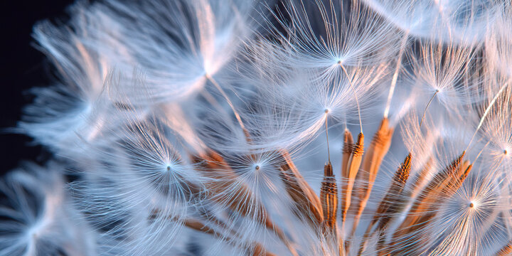 Dandelion Seed Heads: Close-up View of Pappi and Stems
