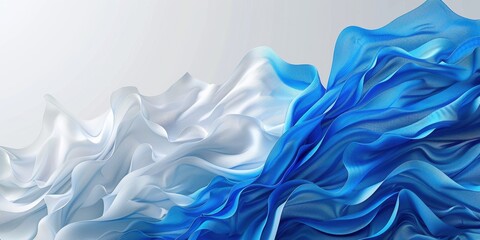 Dynamic Flow of Blue and White Fabrics Capturing the Essence of Fluidity and Graceful Motion