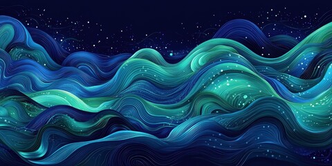 Fototapeta premium A captivating digital art piece depicting the vast night sky with intricate lines and curves. Vibrant hues weave a mesmerizing tapestry across the celestial expanse