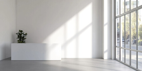 Fototapeta premium Interior Space with White Planter, Wall, and Window