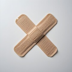 Ultra-Realistic Medical Kit Fabric Bandages in X Shape – Natural Textured Adhesive Strips for First Aid, Healthcare, and Emergency Wound Care on White Background