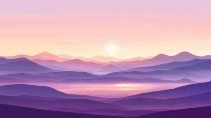 Obraz premium Serene Sunset Over Purple Mountain Ranges