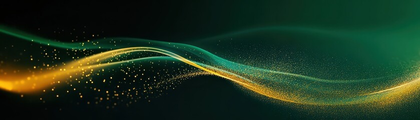 Fototapeta premium Gold dust explosion on a deep green gradient, vibrant and extravagant luxury