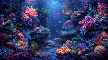 Vibrant Coral Reef Ecosystem Teeming With Marine Life Underwater Scenery