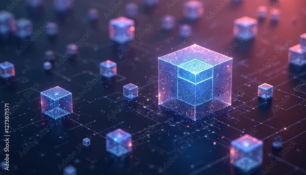 Aufkleber Illustration of convolutional neural network architecture as AI function. Data science, machine learning, artificial intelligence concept with input, output, connections. Futuristic cyberspace tech