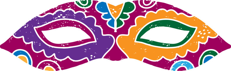 Colored carnival mask with vintage texture. A symbol of masquerade, holiday, mystery and mysticism. Suitable for design, holidays, carnivals and themed events.