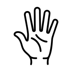 Obraz premium Hand icon. Black and white icon of human hand palm isolated on white background. Vector illustration