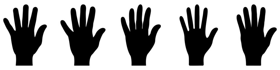 Obraz premium WebHand icon. Collection of black and white icons of human hand palm isolated on white background. Vector illustration