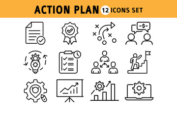 Simple Line Icons Representing Essential Services and Concepts
