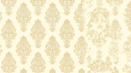 Elegant gold damask pattern on a light cream background, perfect for interior design projects