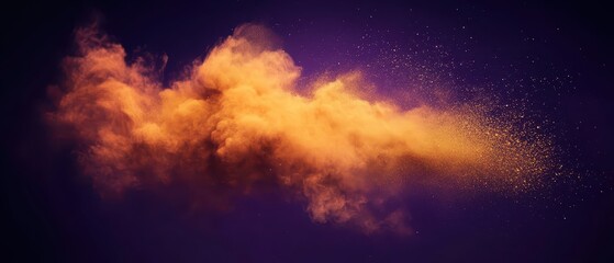 Fototapeta premium Elegant gold dust explosion over a deep purple gradient, vibrant luxurious atmosphere