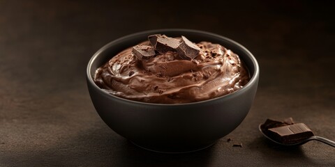 Rich Chocolate Yogurt Dessert in Monochrome Setting for Indulgence