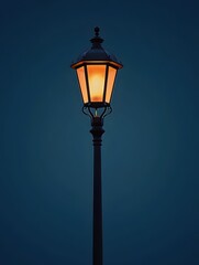 Glowing Lantern Against Deep Blue Sky Creates a Serene and Peaceful Nighttime Atmosphere