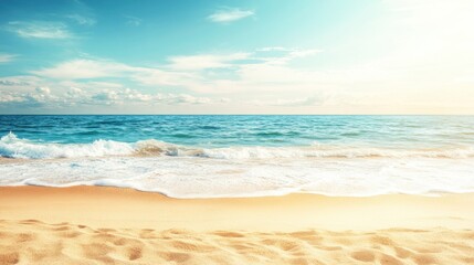 Obraz premium Serene Ocean Waves Crashing on Sandy Beach Shore