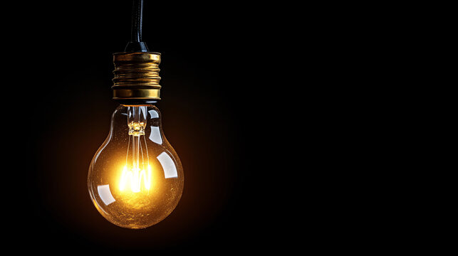 Singular light bulb casting shadow in a darkened room representing energy deprivation - Powered by Adobe