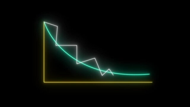 Isolated down business graph icon animation on background.4k