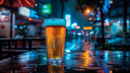 Refreshing cold beer background for celebrating international beer day with friends and cheer