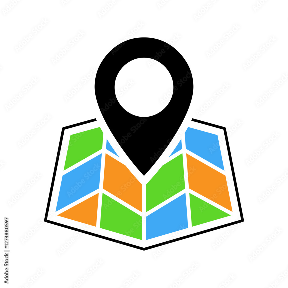 Canvas Prints map with a black location pin icon. concept of navigation, gps technology, map positioning. vector i