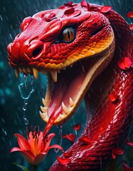 a fairytale, dreamy snake look with flowers