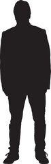 vector; silhouette; front view of a mature man dressed in blazer