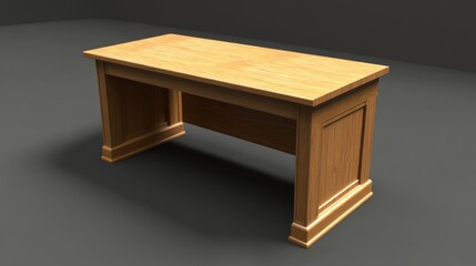Light-colored wooden office desk, 3D rendering, studio shot.  Possible use Furniture catalog, interior design