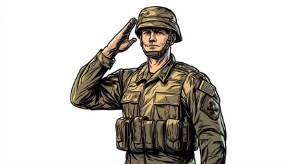 Commanding Figured Soldier in Traditional Military Salute