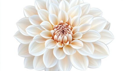 Close up of a creamy white flower with delicate petals, exhibiting intricate details and soft lighting against a plain white background