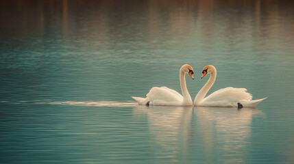 Elegant Swans Drifting on Serene Waters Reflecting Tranquility and Natural Harmony Together