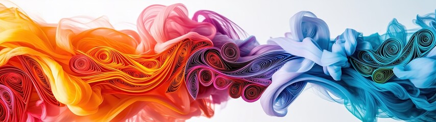 Vibrant colorful smoke waves abstract art digital design creative environment close-up view energetic concept
